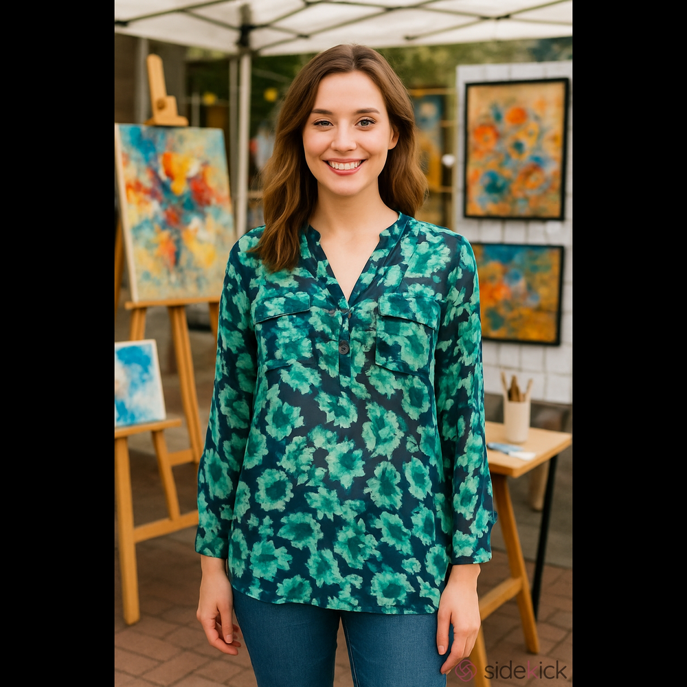 Apt. 9 chiffon floral tunic blouse. L